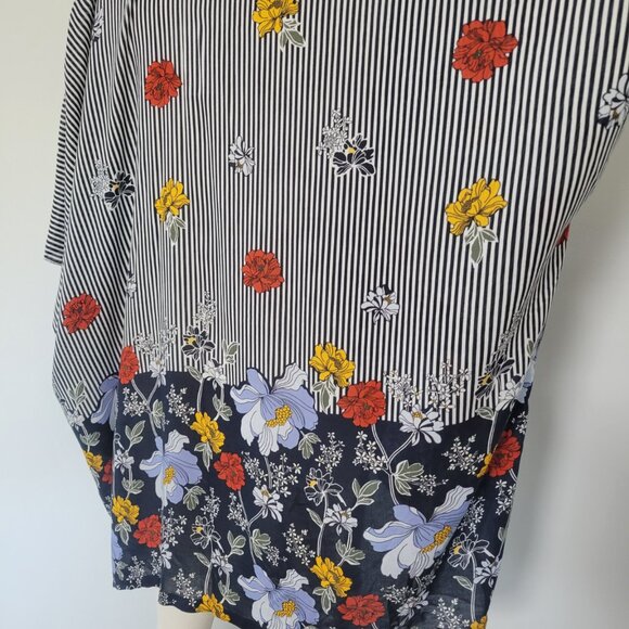 LOFT Outlet Nautical Floral Striped Swimsuit Cover Up / Open Robe  One Size NWT - Picture 3 of 8